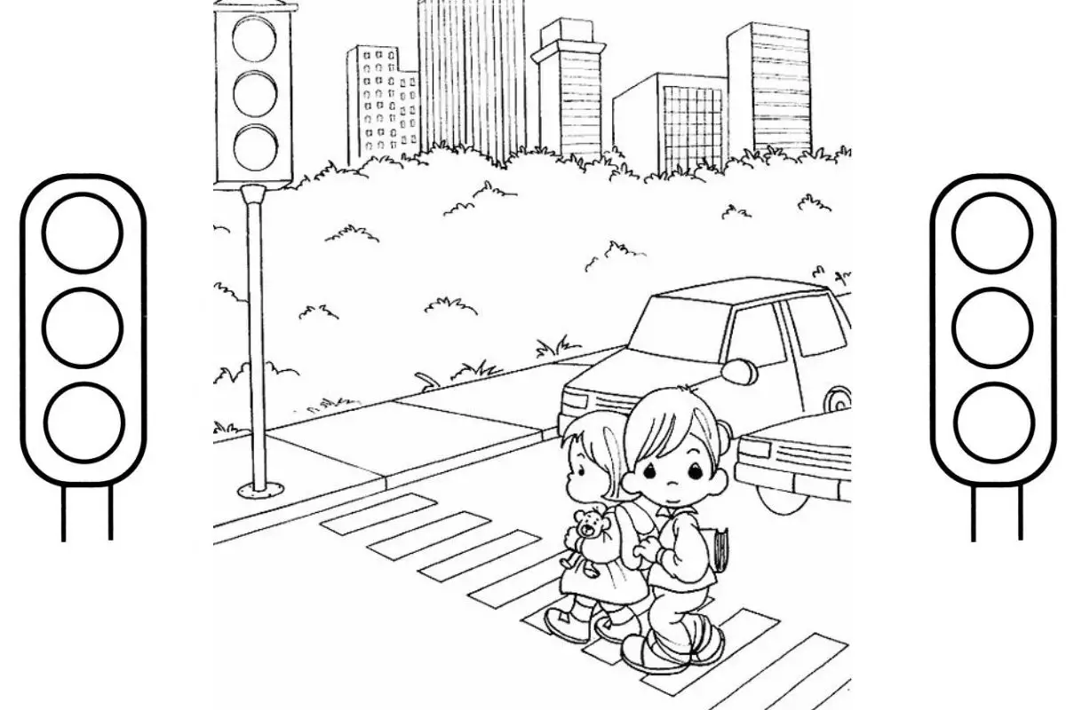 Desenho de Semáforo para Colorir: Aprenda Sobre as Cores do Trânsito