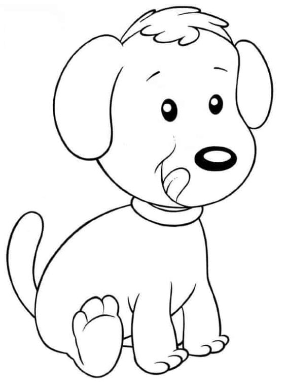 Desenho de cachorro fofo para colorir em papel a4