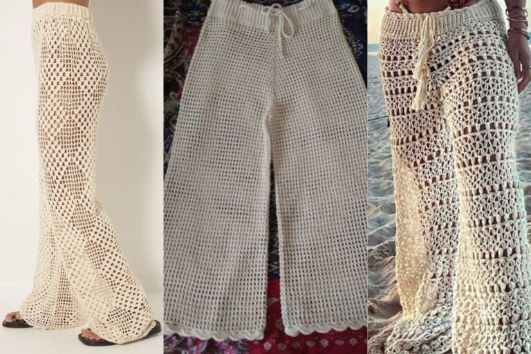 Calça de Crochê Saída de Praia: 14 Ideias parra Você se Inspirar