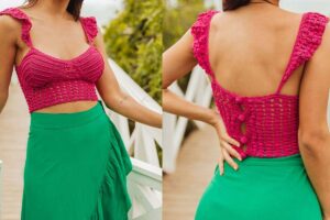 Cropped de Crochê Rosa-Choque: Um Top Fashion para o Verão