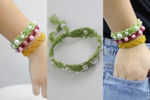 De um Toque em seu Look com a Pulseira Verde em Crochê com Pérolas