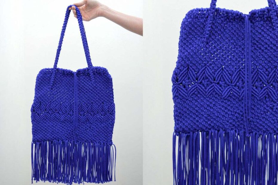 Bolsa de Crochê Azul em Macramê: Simples de Fazer