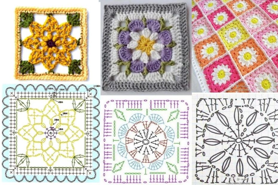 Lindos Squares de Crochê: Vários Gráficos para Copiar