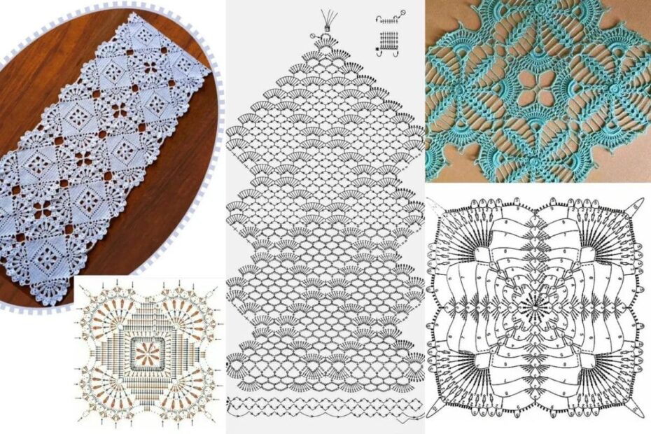 Modelos de Trilhos de Mesa em Crochê com Gráficos