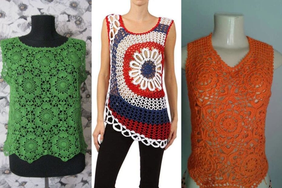 Blusas de Crochê com Motivos Redondos: Venha Se Inspirar