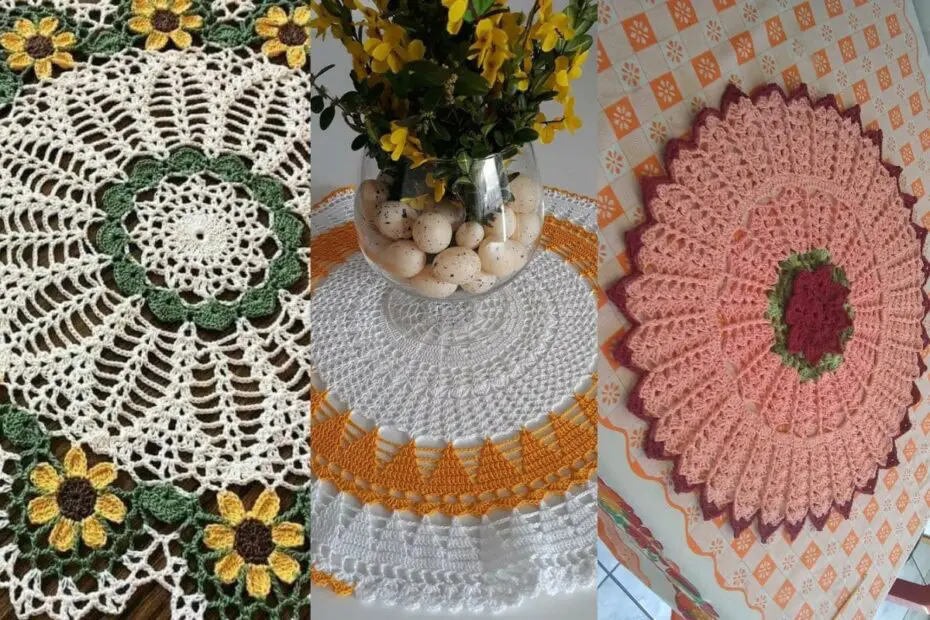 centros de mesa em crochê redondos