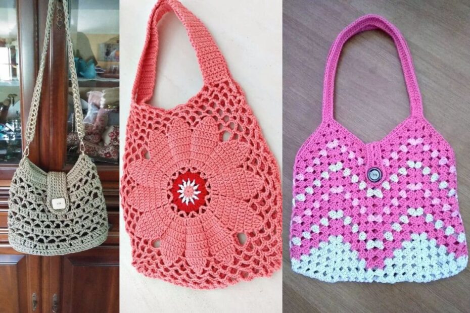 Ideias de Bolsas de Crochê Simples Feitas com Barbante