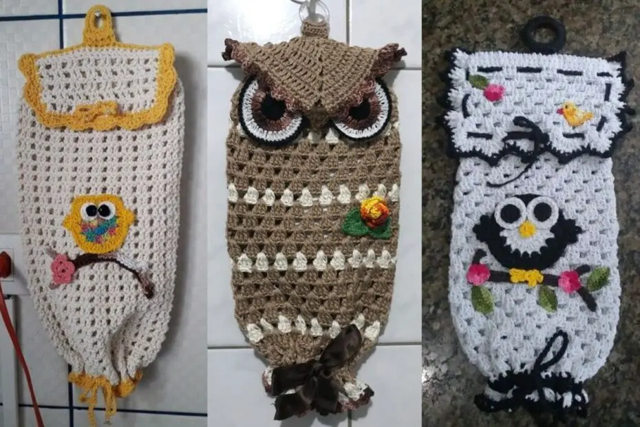 puxa sacos de corujinha em crochê