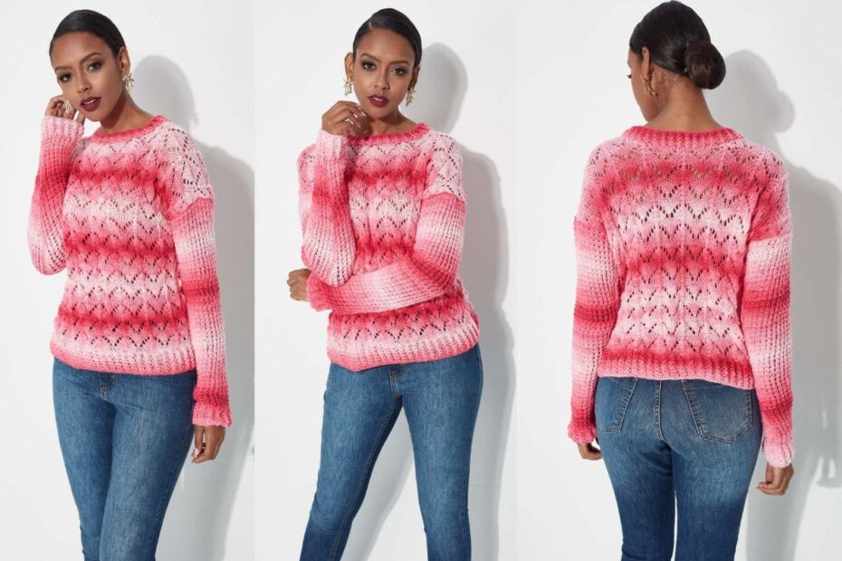 Encantador Suéter em Crochê Rosa Batik: Perfeito para o Inverno