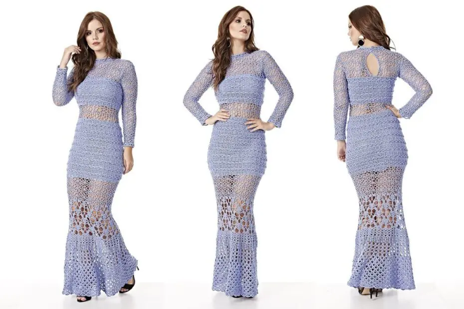 vestido de crochê longo serenity