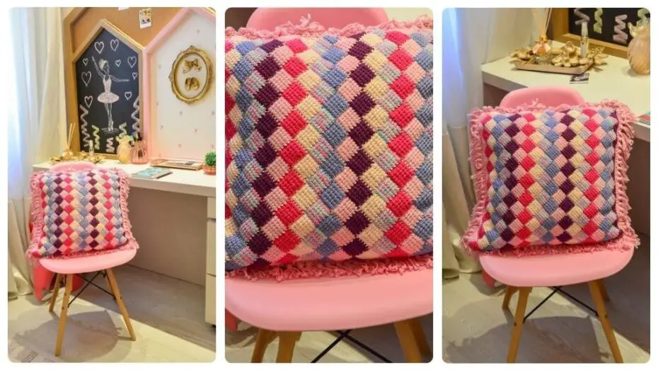 Almofada de Crochê Tunisiano: Elegância para Sua Casa