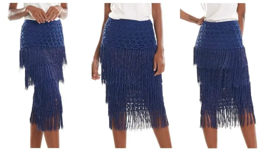 A Magia da Saia Azul de Crochê com Franjas: Elegância Artesanal