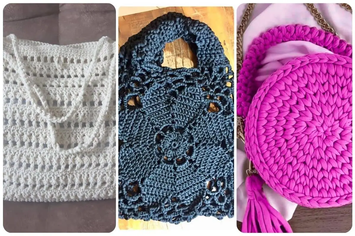 Três lindas bolsas de crochê